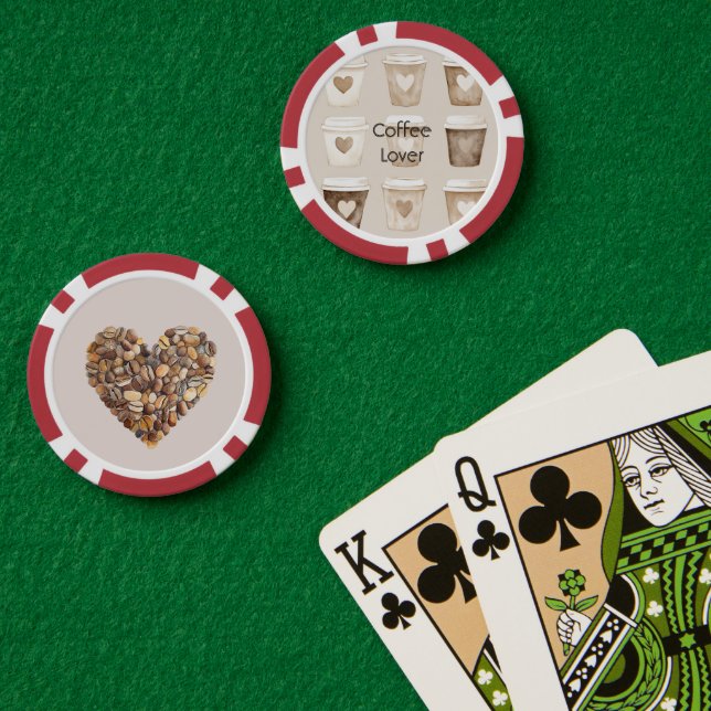 Fichas De Póquer Tazas de Corazón de Café con Crema (Mesa de Poker (Doble))