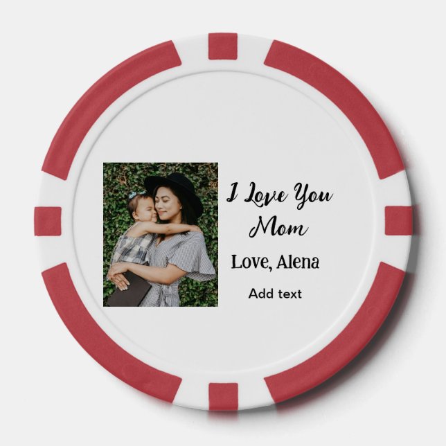 Fichas De Póquer Te amo el día de mamá elegante agregar texto de fo (Anverso)