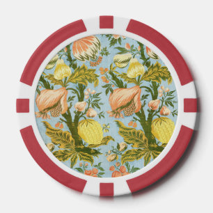 Fichas De Póquer Textil Clásico Barroco Floral Frutas Damask
