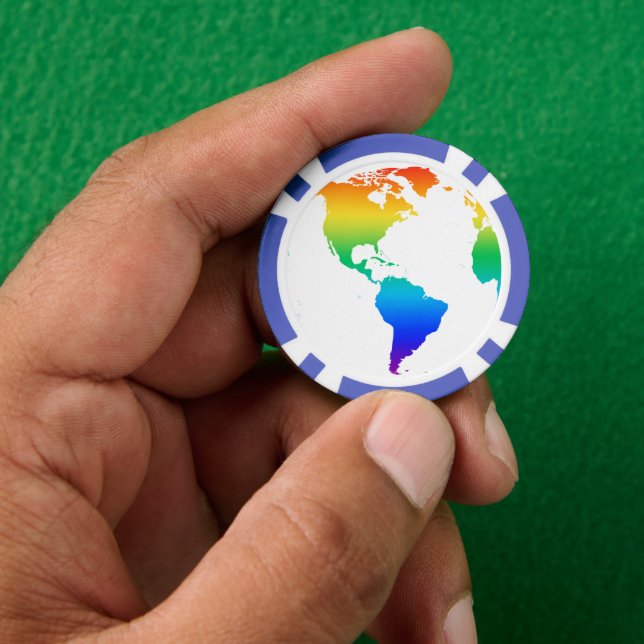 Fichas De Póquer Tierra del planeta de color arcoiris (Mano)