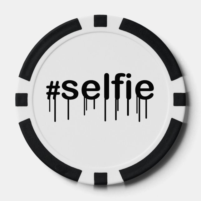 Fichas De Póquer Tipografía de Hashtag Selfie Drooling (Anverso)