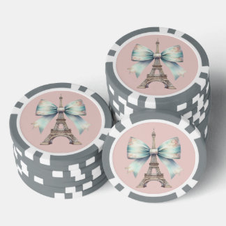 Fichas De Póquer Torre Eiffel y Chip de Bow Poker
