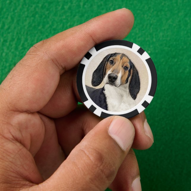 Fichas De Póquer Treeing Walker Coonhound Painting - Arte original (Mano)