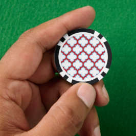 Fichas De Póquer Trellis blanca y roja, Entramado, Quatrefoil