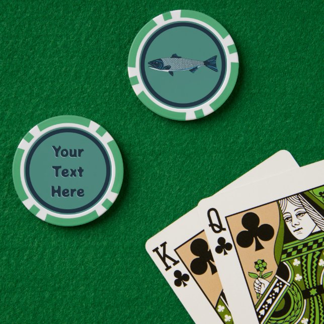 Fichas De Póquer Trucha de arte popular azul/salmón (Mesa de Poker (Doble))