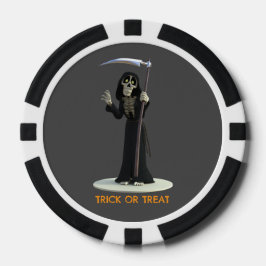Fichas De Póquer Truco o trato. Segador Cartoon