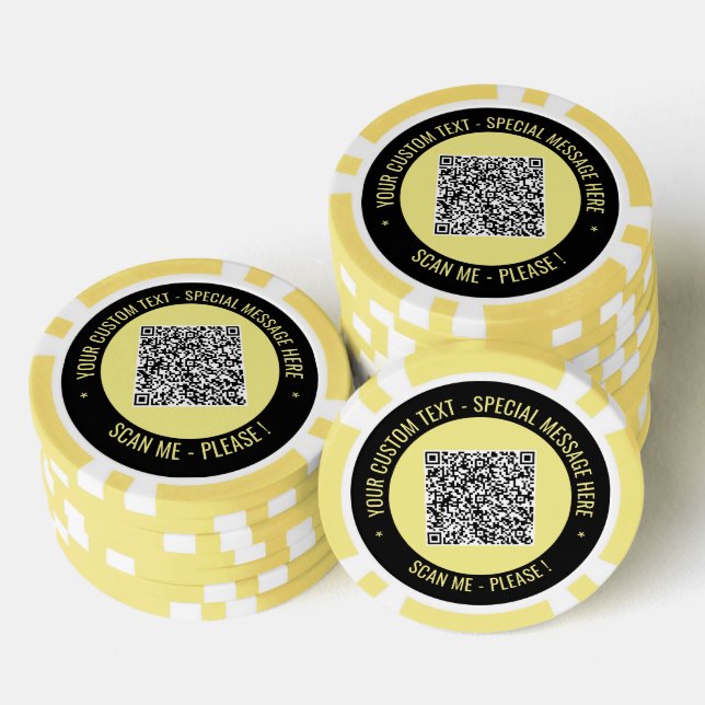 Fichas De Póquer Tu código QR Chips Personalizado Mensajes de texto (Pila)