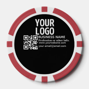 Fichas De Póquer Tu logotipo con código QR editable y texto 