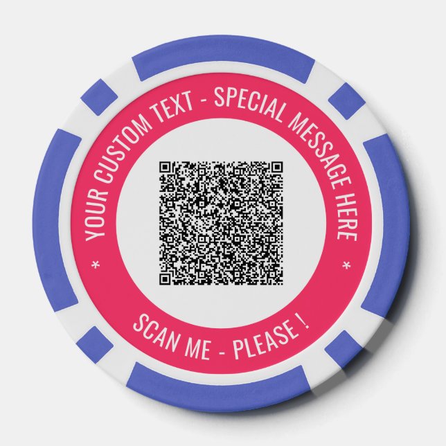 Fichas De Póquer Tu Personalizado de código QR Mensajes de texto Ch (Reverso )
