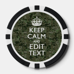 Fichas De Póquer Tu texto Camuflaje Digital Olive Green Keep Calm