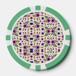 Fichas De Póquer Two images of a poker chip with a colorful floral 
