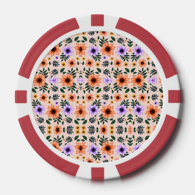 Fichas De Póquer Two poker chips are shown each featuring a floral (Anverso)