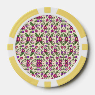 Fichas De Póquer Un plato decorativo redondo con un floral detallad