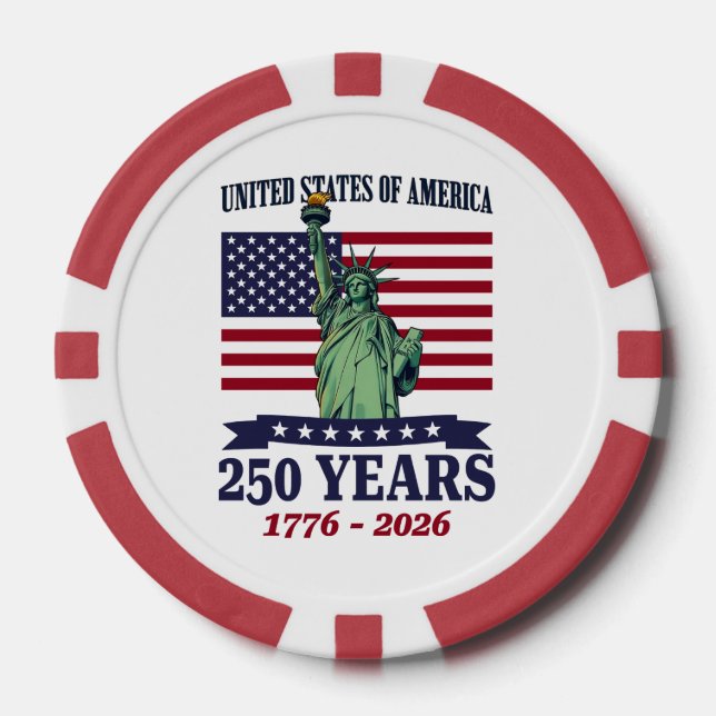 Fichas De Póquer USA Statue of Liberty 250 Years 1776-2026 (Anverso)