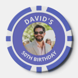 Fichas De Póquer Vegas Casino Party Favor Blue & White Photo