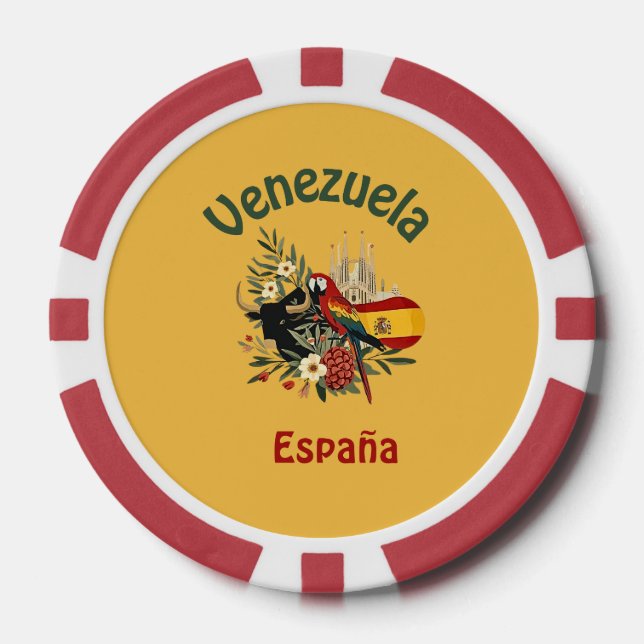 Fichas De Póquer Venezuela + España – fusión de raíces y orgullo  (Anverso)