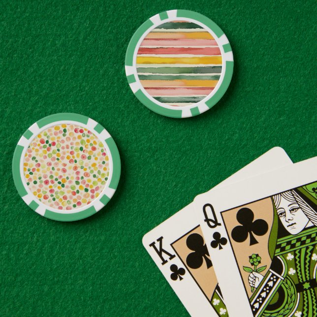 Fichas De Póquer Verde Amarillo Rojo Rosa Rayas (Mesa de Poker (Doble))