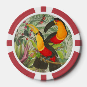 Fichas De Póquer Vibrantes Aves Tropicales Turcas Arte Selva Exótic