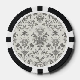Fichas De Póquer Victoriano Damask Floral Blanco Vintage