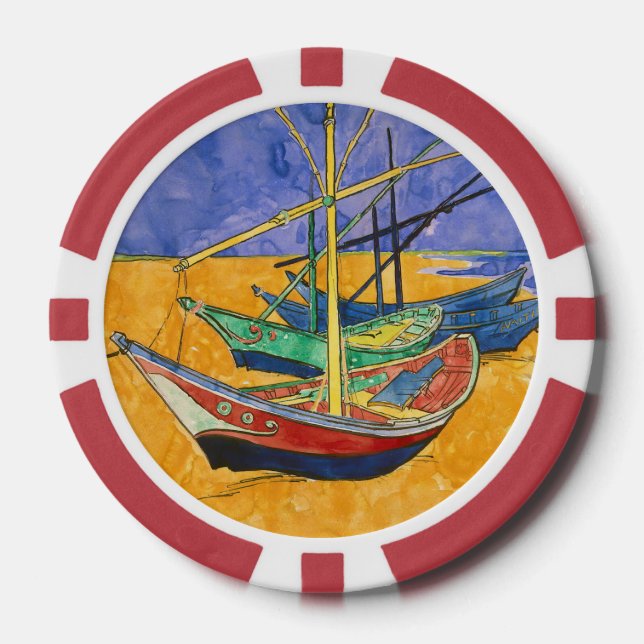Fichas De Póquer Vincent van Gogh - Barcos de Pesca en la Playa (Anverso)