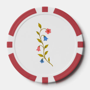 Fichas De Póquer Vino floral azul rojo acuarela
