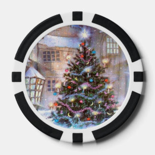 Fichas De Póquer Vintage de árbol de Navidad