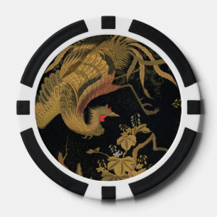 Fichas De Póquer Vintage japonés Phoenix Gold Black Bird