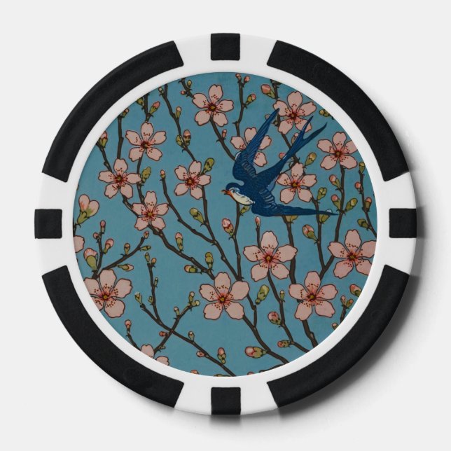 Fichas De Póquer Walter Crane Almond Blossom y Swallow (Anverso)