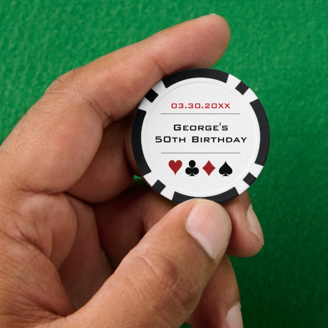 Fichas De Póquer White Black Las Vegas Casino Chip Birday (Mano)