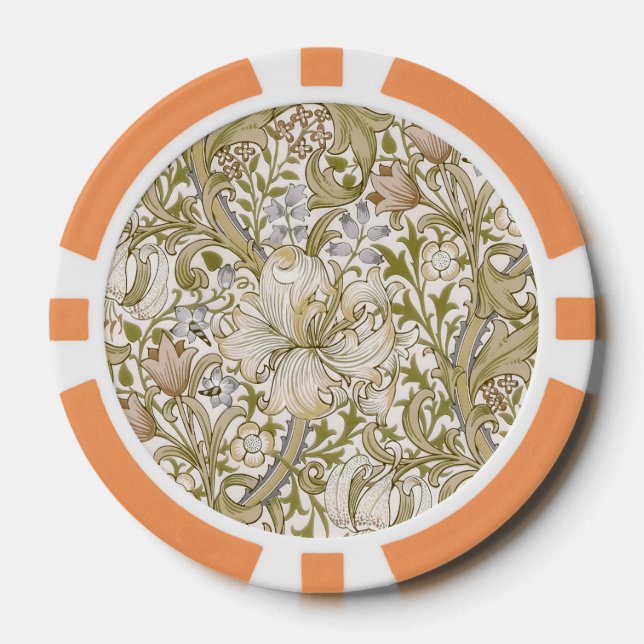 Fichas De Póquer William Morris Golden Lily Garden Flower Classic (Anverso)