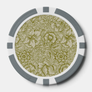 Fichas De Póquer William Morris Poppy Classic Floral Green
