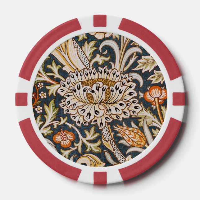 Fichas De Póquer William Morris Trent Garden Flower Pattern Classic (Anverso)