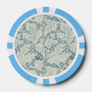 Fichas De Póquer William Morris Wallflower damasco azul floral