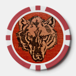Fichas De Póquer Wolf Head on Red Poker Chips