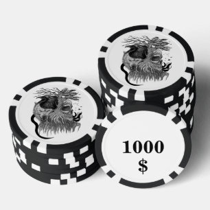 Fichas De Póquer Wolf y Raven con el cráneo