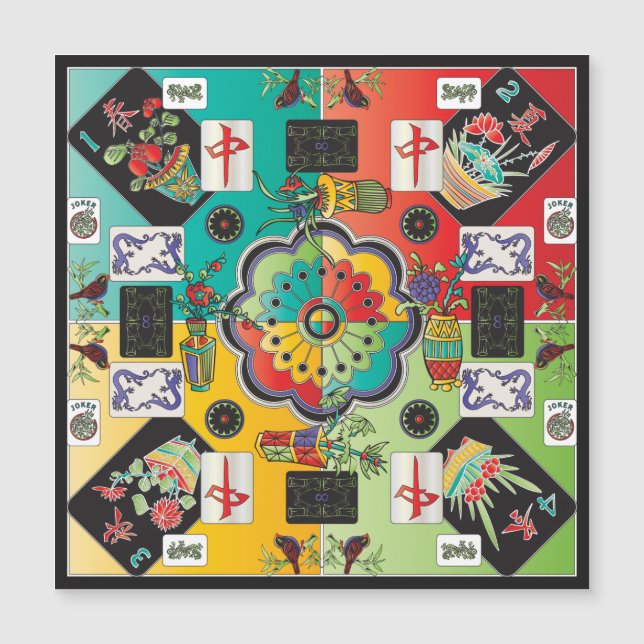 Fichas planas de Mah Jongg con imán (Anverso)