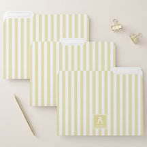 Curte Pale Goldenrod Stripes Iniciales Monogramada