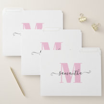 Monograma de puntos de polka blanco y rosa brillan