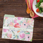 Fichero Recetas de comida floral rosa morado y blanca<br><div class="desc">Flores acuáticas femeninas,  rosas de melocotón,  rosa y violeta sobre un fondo blanco. Personaliza y agrega tu texto al frente. Perfecto para tus recetas de comida.</div>