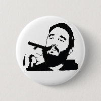 Fidel Castro con el botón del retrato del cigarro