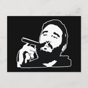 Fidel Castro con postal de retrato de cigarro