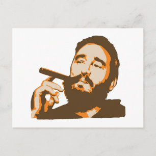 Fidel Castro con postal de retrato de cigarro
