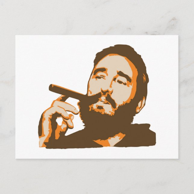 Fidel Castro con postal de retrato de cigarro (Anverso)