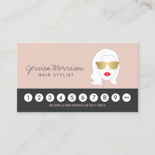 Fidelización Chica de belleza con estilo de pelo en tarjeta de 