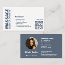 Elegante tarjeta de presentación de masaje blanco 