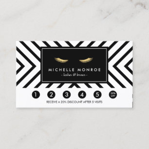 Fidelización Eyelashes dorados con tarjeta de fidelidad de patr