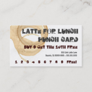 Fidelización Latte para la tarjeta de sacador de la bebida del