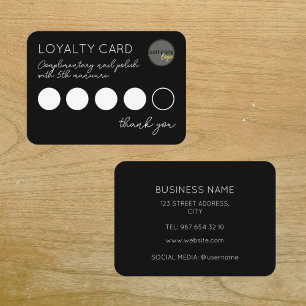 FIDELIZACIÓN LOGO NEGRO DE NEGOCIOS 5 TARJETA DE LEALTAD DE REC