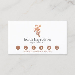 Fidelización Logotipo floral de oro Rosa en tarjeta de fidelida