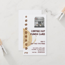 Fidelización Mancha del café y tarjeta perforada de la máquina